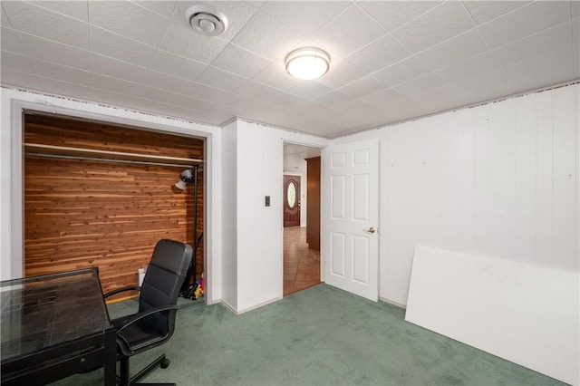 306 N Rd, Franklin Twp But, PA 16001 - carpeted home office featuring wood walls