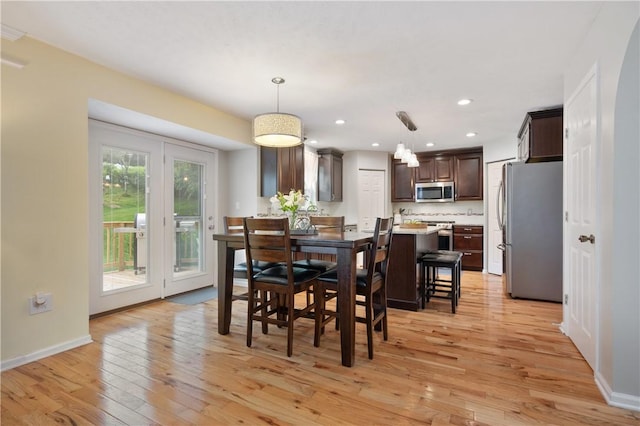 205 Emily Dr, Cranberry Twp, PA 16066 - dining room with light wood finished floors, recessed lighting, and baseboards