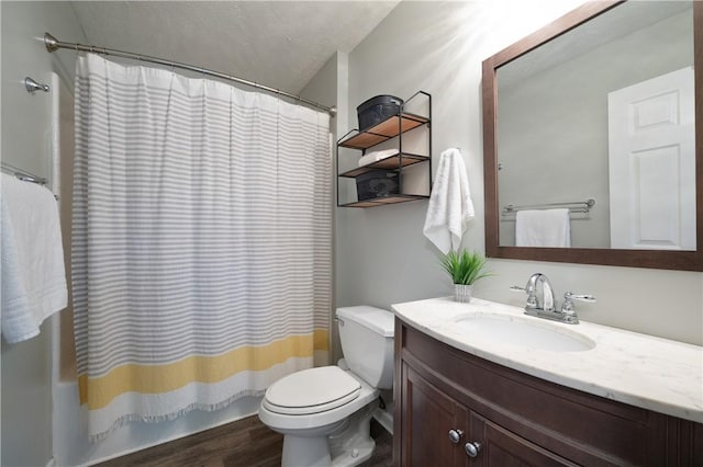 205 Emily Dr, Cranberry Twp, PA 16066 - full bath with toilet, vanity, wood finished floors, and shower / bath combination with curtain