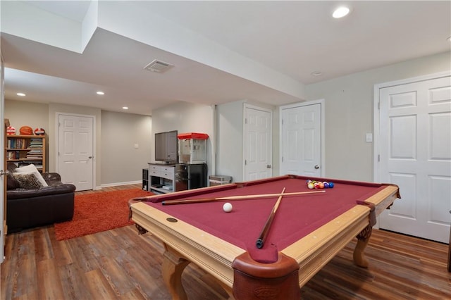205 Emily Dr, Cranberry Twp, PA 16066 - rec room featuring wood finished floors, recessed lighting, pool table, and baseboards