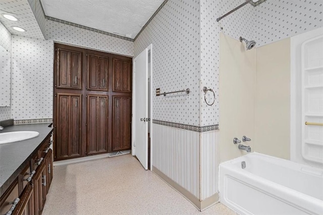 4072 Jordan St, South Heights, PA 15081 - bathroom featuring wallpapered walls, vanity, and tub / shower combination
