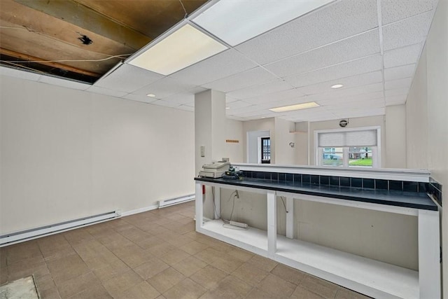 4072 Jordan St, South Heights, PA 15081 - kitchen with a baseboard radiator, a paneled ceiling, and recessed lighting
