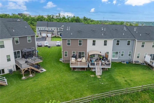 2054 Cade Dr, Potter Twp, PA 15061 - rear view of house with a wooden deck, a residential view, stairs, and cooling unit