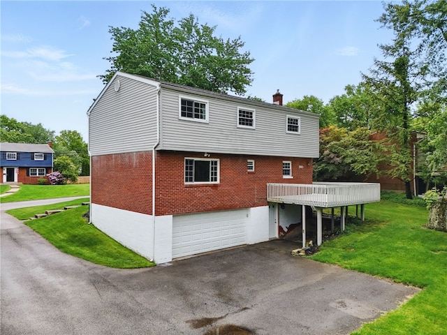 7965 Remington Dr, Mccandless, PA 15237 - view of front of property featuring brick siding, a chimney, asphalt driveway, and a front yard