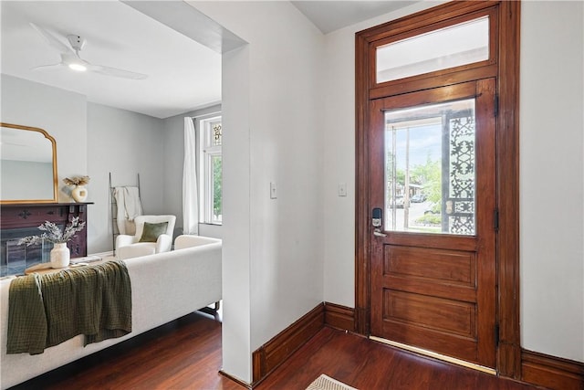 5150 Friendship Ave, Friendship Park, PA 15224 - entryway featuring dark wood-style flooring, plenty of natural light, baseboards, and ceiling fan