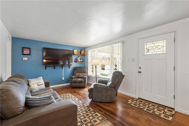 260 Bluemont Dr, West Mifflin, PA 15122 - living room featuring healthy amount of natural light, wood finished floors, and baseboards