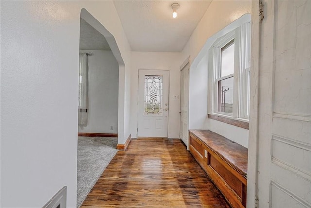 1675 Clairton Rd, West Mifflin, PA 15122 - mudroom with arched walkways, wood finished floors, and baseboards