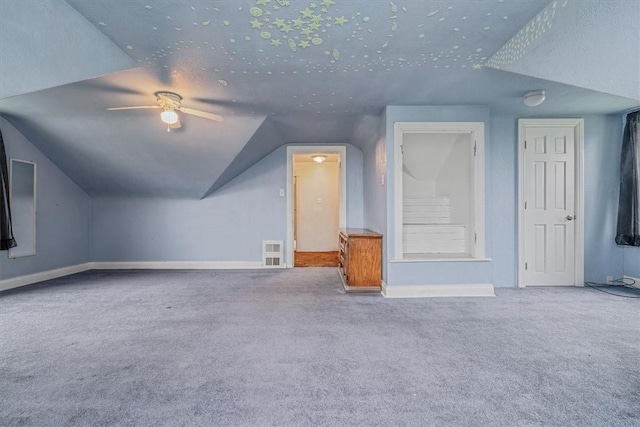 1675 Clairton Rd, West Mifflin, PA 15122 - bonus room featuring carpet flooring, ceiling fan, baseboards, and lofted ceiling