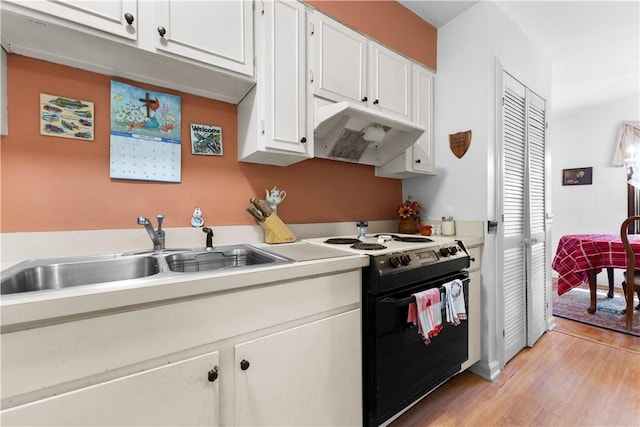 126 Jamestown Ct Unit C, Scott Twp Sal, PA 15216 - kitchen with electric range, a sink, under cabinet range hood, and light countertops