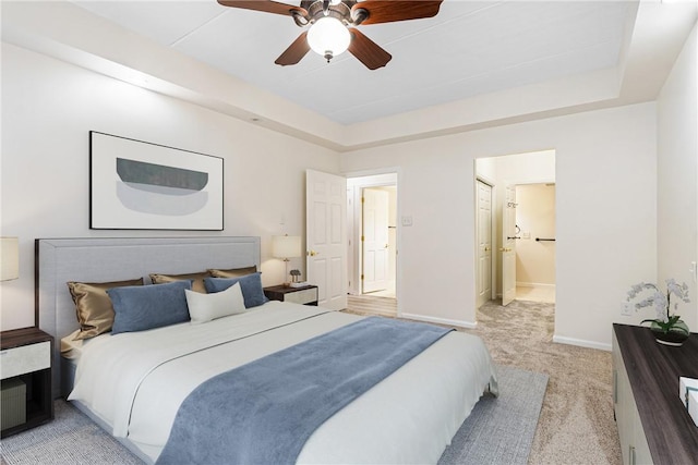 5600 Munhall Rd Unit 201, Squirrel Hill, PA 15217 - bedroom with light carpet, a ceiling fan, and ensuite bath