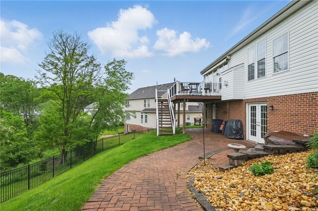 1148 Camarta Dr, Baldwin Boro, PA 15227 - view of patio / terrace with french doors, stairway, and a wooden deck
