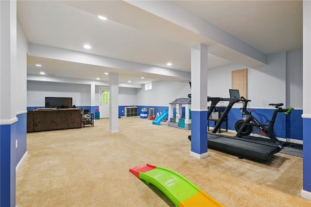 1148 Camarta Dr, Baldwin Boro, PA 15227 - exercise room with carpet, recessed lighting, and baseboards