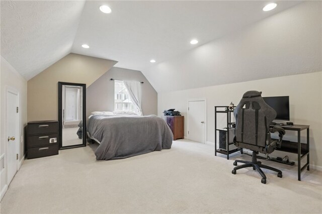 1148 Camarta Dr, Baldwin Boro, PA 15227 - carpeted bedroom with vaulted ceiling, baseboards, and recessed lighting