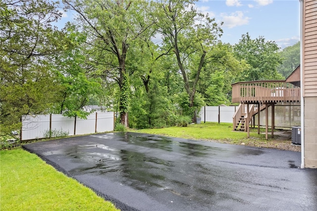 444 Tivoli Rd, Plum Boro, PA 15239 - view of yard with stairs, a deck, and cooling unit