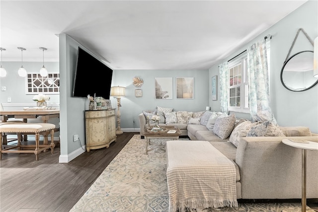 444 Tivoli Rd, Plum Boro, PA 15239 - living room with dark wood-style floors and baseboards