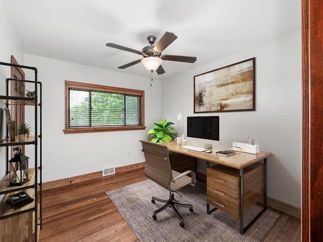 330 Center Grange Rd, Center Twp Bea, PA 15061 - office with wood finished floors, baseboards, and a ceiling fan