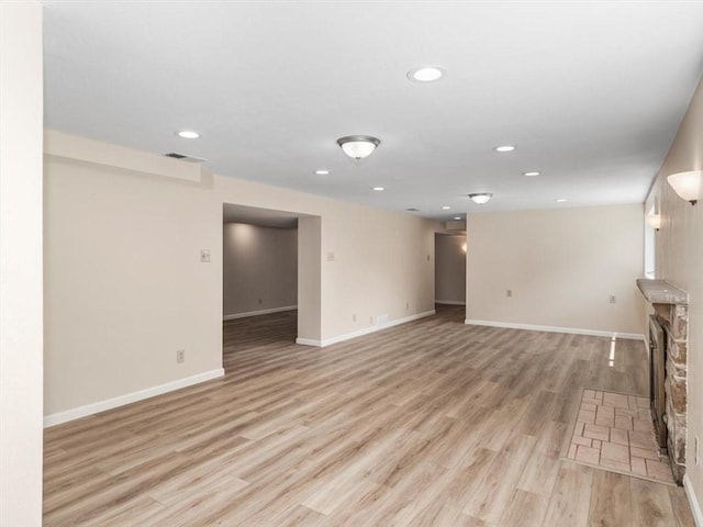 330 Center Grange Rd, Center Twp Bea, PA 15061 - unfurnished living room featuring recessed lighting, light wood finished floors, and baseboards