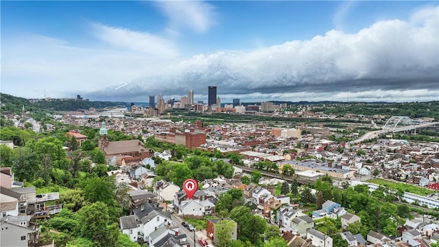 2511 Mission St, South Side, PA 15203 - aerial view of property and surrounding area featuring nearby urban area