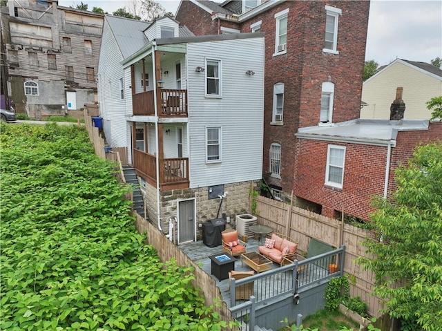 2511 Mission St, South Side, PA 15203 - back of house with central air condition unit and a balcony