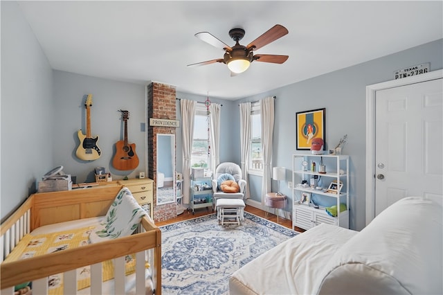 2511 Mission St, South Side, PA 15203 - bedroom with wood finished floors and a ceiling fan