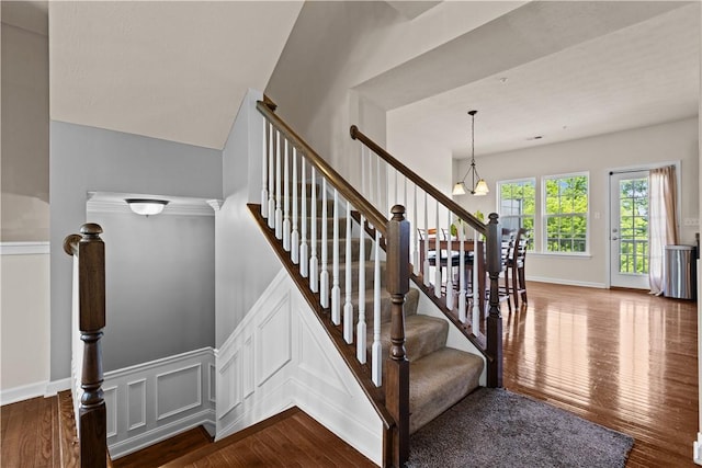 302 Pointe View Dr, Adams Twp, PA 16046 - staircase with wood finished floors and baseboards
