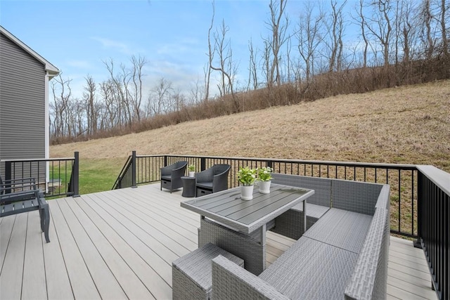 414 Greenwood Dr, North Strabane, PA 15317 - deck featuring an outdoor hangout area and a yard