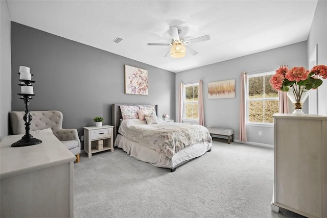 414 Greenwood Dr, North Strabane, PA 15317 - bedroom with light carpet, a ceiling fan, and baseboards