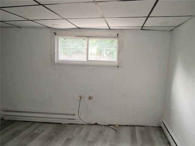 109 Parkfield St, Carrick, PA 15210 - unfurnished room with a paneled ceiling, a baseboard heating unit, and light wood-type flooring