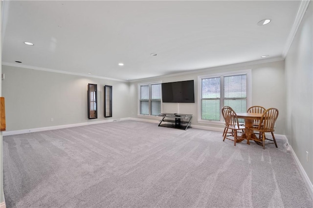 136 Wiegand Dr, Cranberry Twp, PA 16066 - sitting room with carpet flooring, plenty of natural light, ornamental molding, and recessed lighting