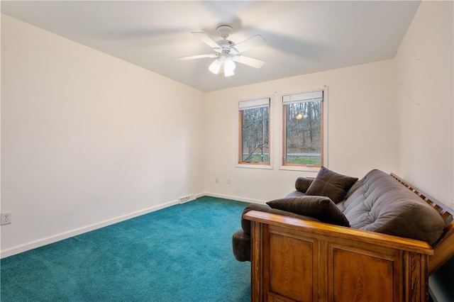 136 Wiegand Dr, Cranberry Twp, PA 16066 - sitting room with dark colored carpet and a ceiling fan