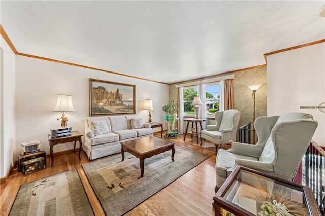 422 Mower Dr, Plum Boro, PA 15239 - living area with ornamental molding, wood finished floors, and baseboards
