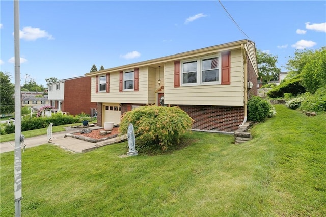 422 Mower Dr, Plum Boro, PA 15239 - split foyer home with a garage, a front yard, and brick siding