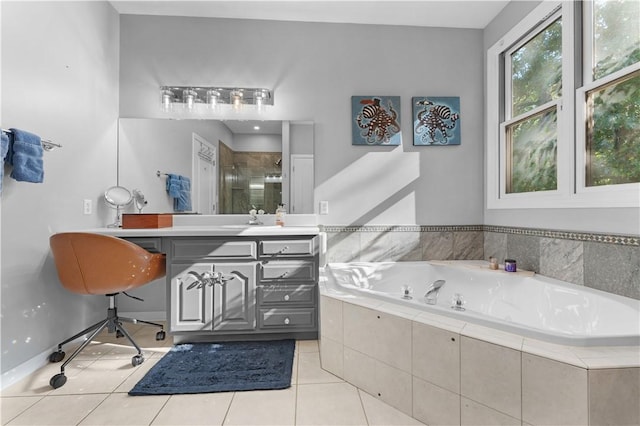 122 Hunter Dr, Cranberry Twp, PA 16066 - full bath with vanity, a bath, a shower stall, and tile patterned floors