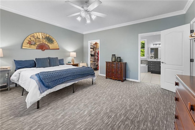 122 Hunter Dr, Cranberry Twp, PA 16066 - bedroom featuring carpet flooring, a walk in closet, crown molding, a closet, and baseboards
