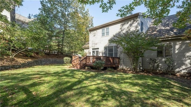 122 Hunter Dr, Cranberry Twp, PA 16066 - view of green lawn with a wooden deck
