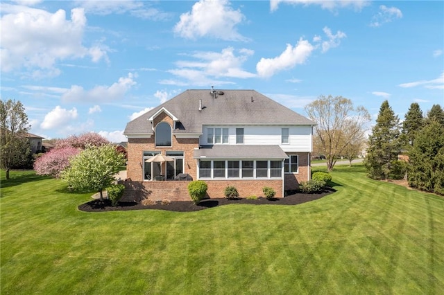 805 Saddleback Ct, Hempfield Twp Wml, PA 15601 - back of house with brick siding and a lawn