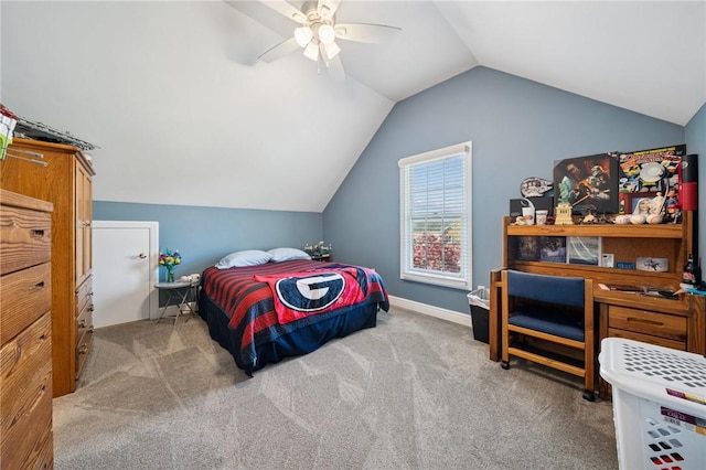 805 Saddleback Ct, Hempfield Twp Wml, PA 15601 - bedroom featuring vaulted ceiling, carpet flooring, and ceiling fan