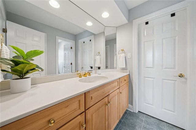 805 Saddleback Ct, Hempfield Twp Wml, PA 15601 - bathroom featuring vanity, tile patterned flooring, and baseboards