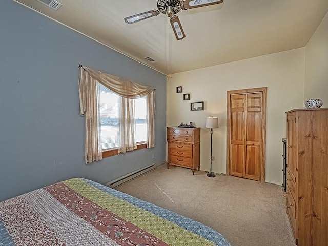 1646 Millers Run Rd, Mount Pleasant Twp Was, PA 15057 - bedroom with baseboard heating, carpet flooring, and ceiling fan