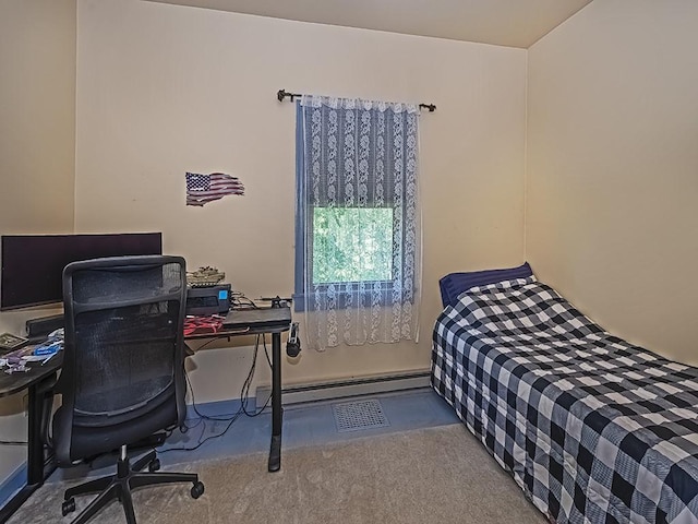 1646 Millers Run Rd, Mount Pleasant Twp Was, PA 15057 - bedroom featuring baseboard heating, an office area, and carpet