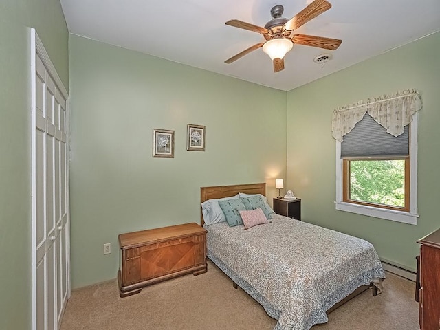 1646 Millers Run Rd, Mount Pleasant Twp Was, PA 15057 - carpeted bedroom with a baseboard radiator and a ceiling fan
