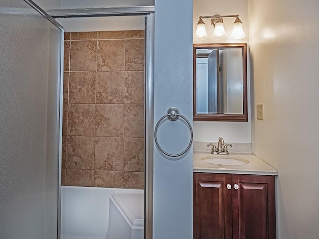 1646 Millers Run Rd, Mount Pleasant Twp Was, PA 15057 - bathroom featuring vanity and shower / bath combination with glass door