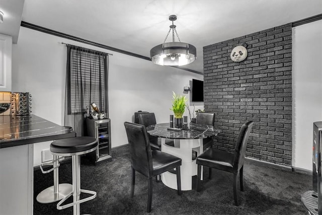 1228 Soles St, Mckeesport, PA 15132 - dining space featuring dark colored carpet and ornamental molding