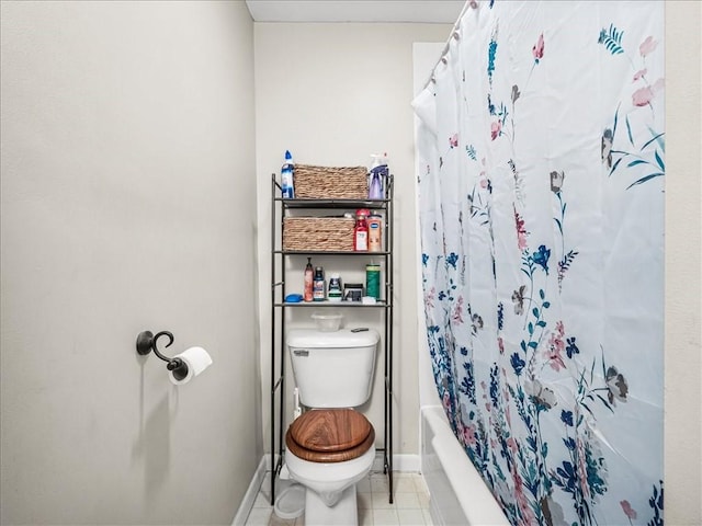 7641 Big Beaver Blvd, Big Beaver, PA 16157 - full bath with toilet, baseboards, tile patterned flooring, and shower / bath combination with curtain