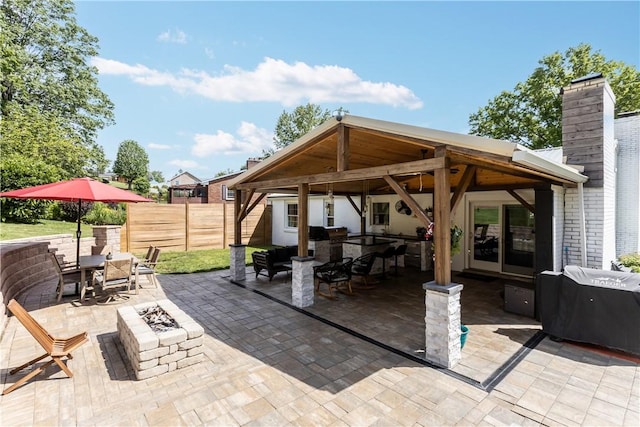 22 Green Crescent Dr, South Strabane, PA 15301 - view of patio / terrace featuring a fire pit, outdoor dining area, and area for grilling