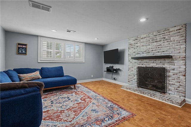 22 Green Crescent Dr, South Strabane, PA 15301 - living room featuring baseboards, recessed lighting, and a fireplace