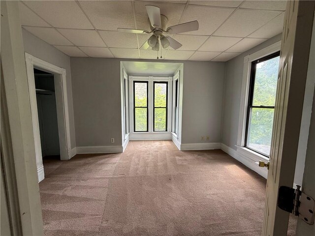 216 Center St, Slippery Rock Boro, PA 16057 - unfurnished bedroom featuring a paneled ceiling, light colored carpet, baseboards, and multiple windows