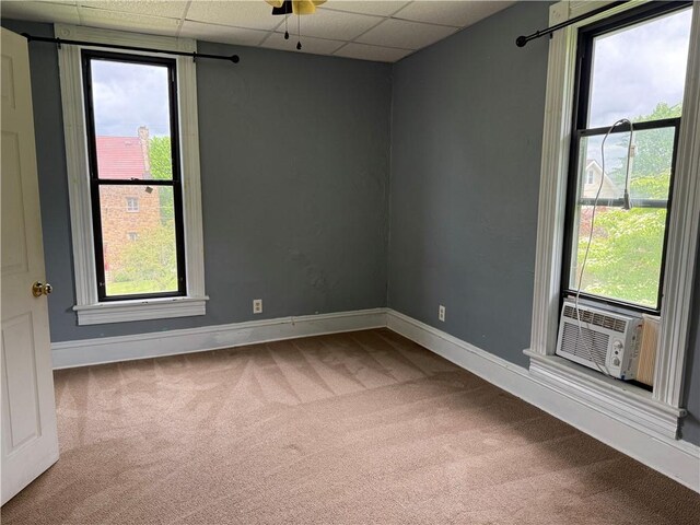 216 Center St, Slippery Rock Boro, PA 16057 - empty room with carpet floors, a drop ceiling, baseboards, and cooling unit