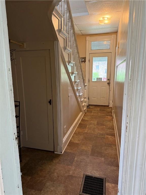 216 Center St, Slippery Rock Boro, PA 16057 - entryway featuring dark flooring and stairway