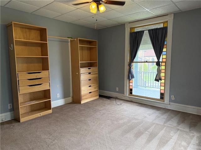 216 Center St, Slippery Rock Boro, PA 16057 - unfurnished bedroom with carpet, a paneled ceiling, baseboards, and access to outside
